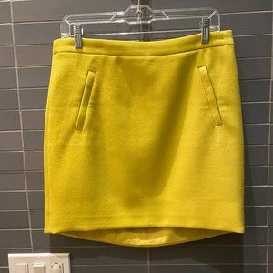 J. Crew Zip Pocket Mini Skirt, Heather Chartreuse, Size